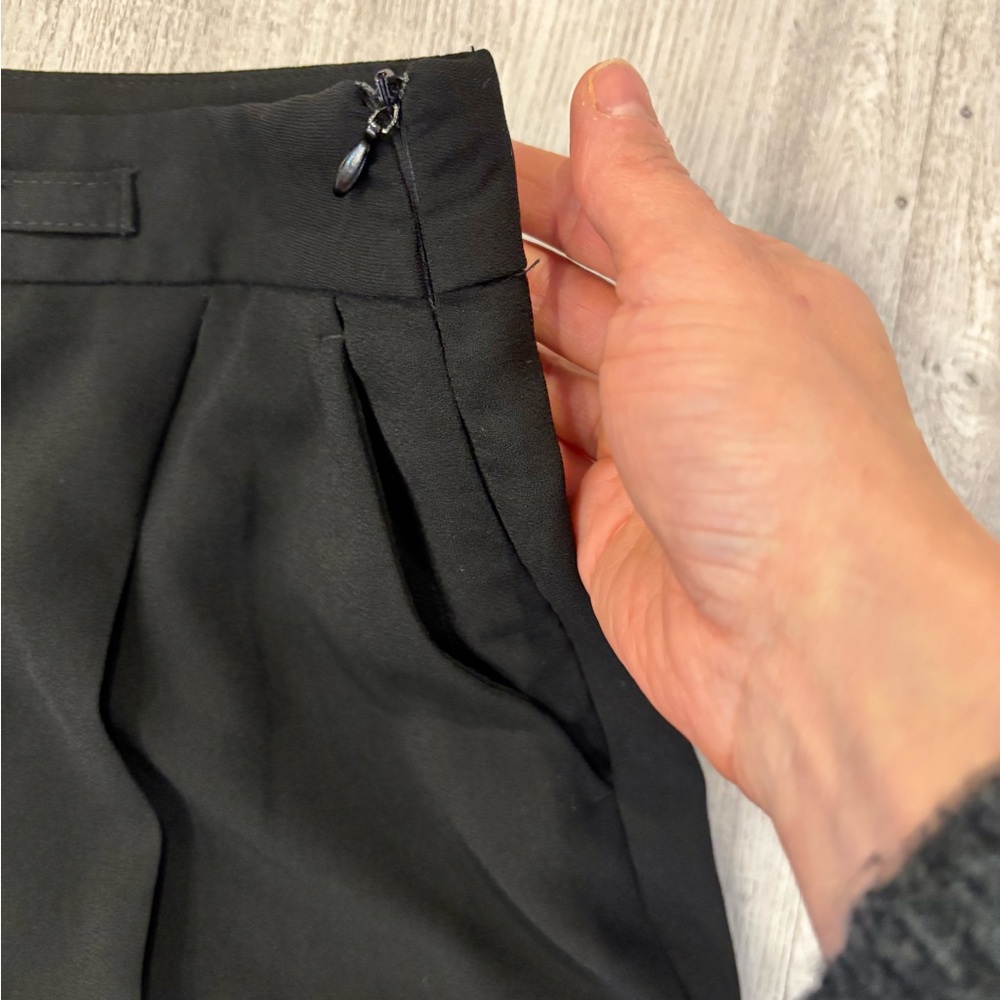 NWT Zara Classic Black Chain Wide Leg Pleated Trousers XS - Picture 8 of 12
